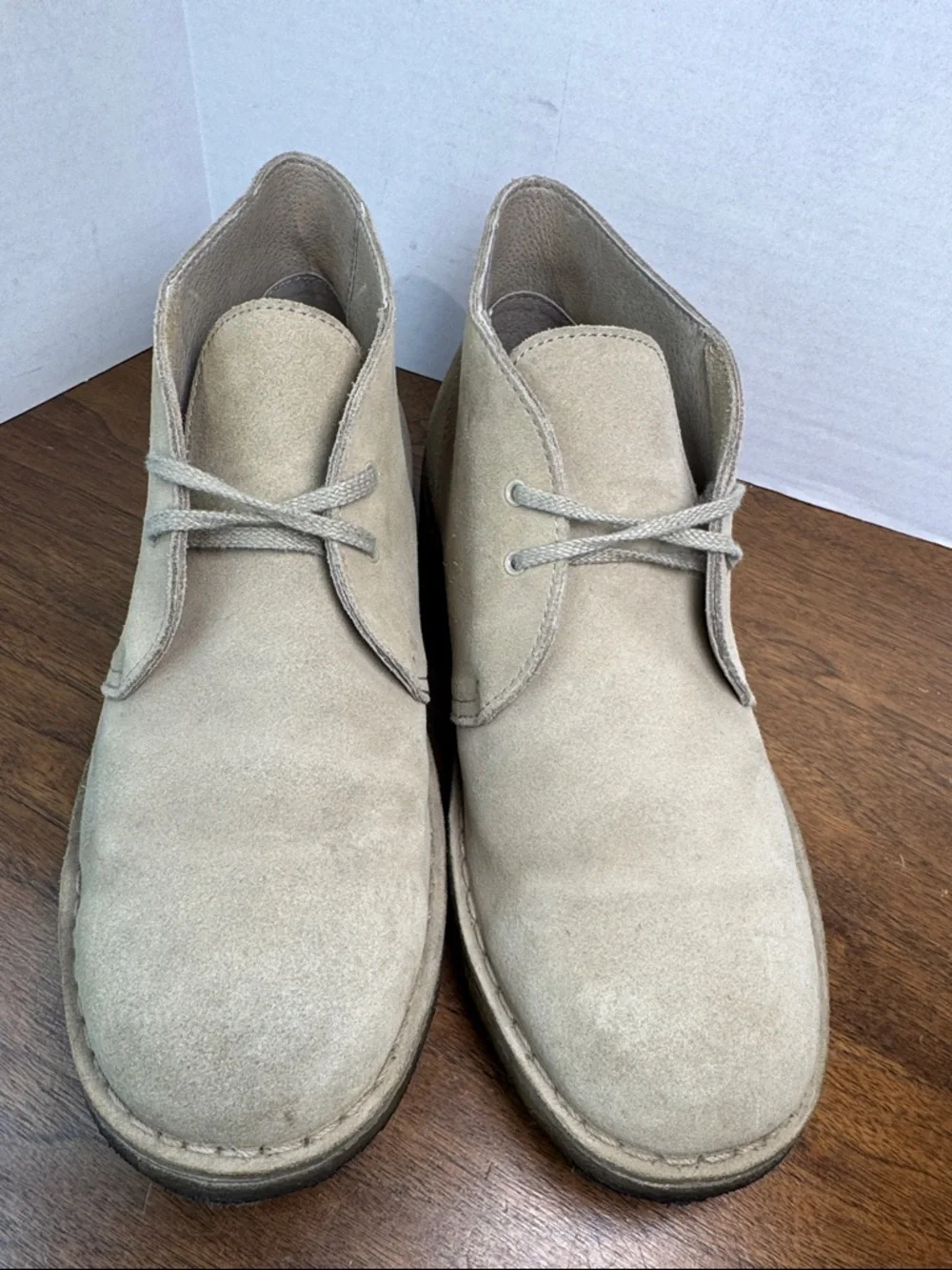 Lands End Mens Classic Suede Tan Chukka Easy-on Ankle Boots, sz 8